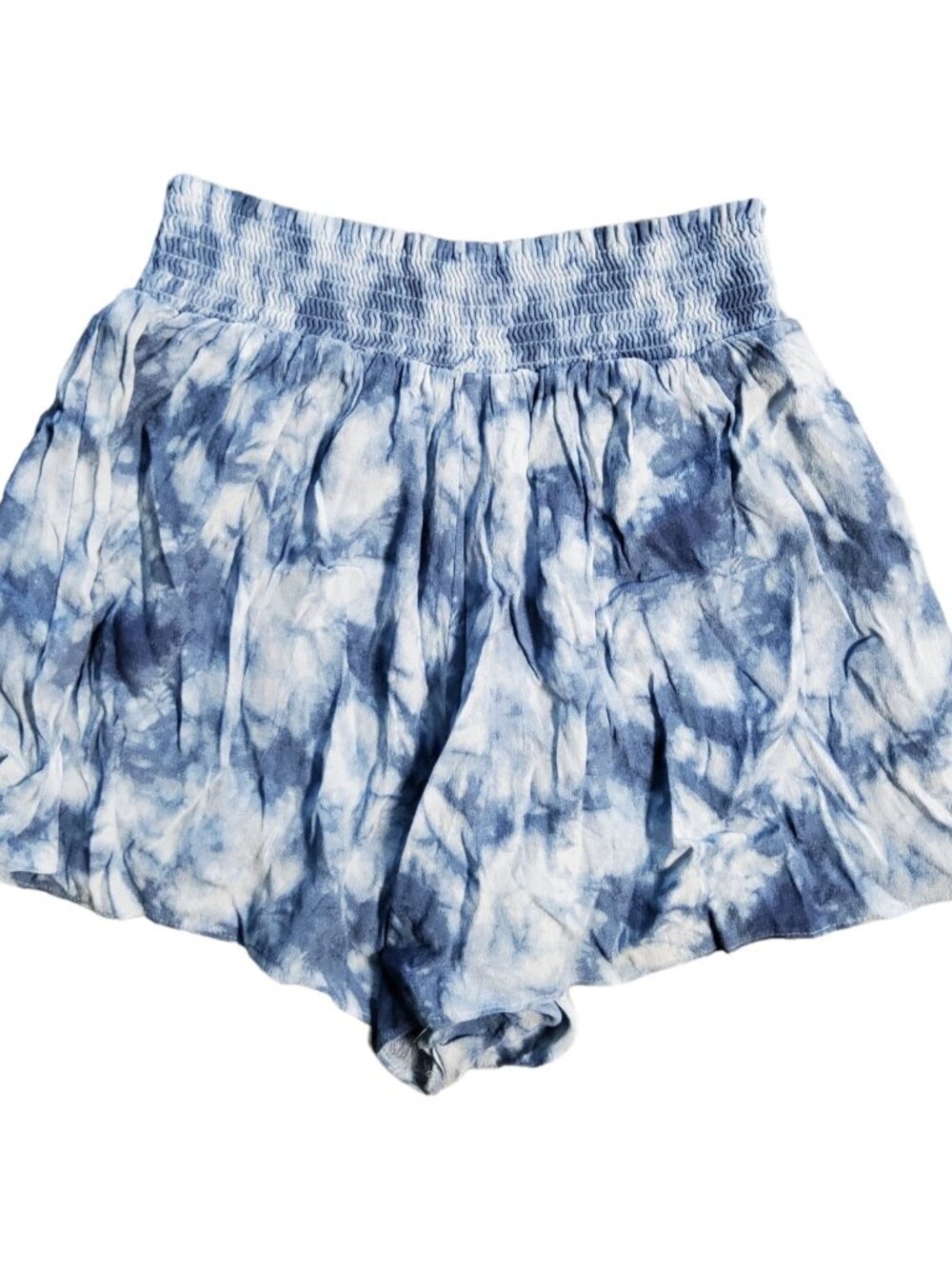 PINK Victoria's Secret Shorts Small Blue Tie Dye Paperbag Waist Elastic Beach